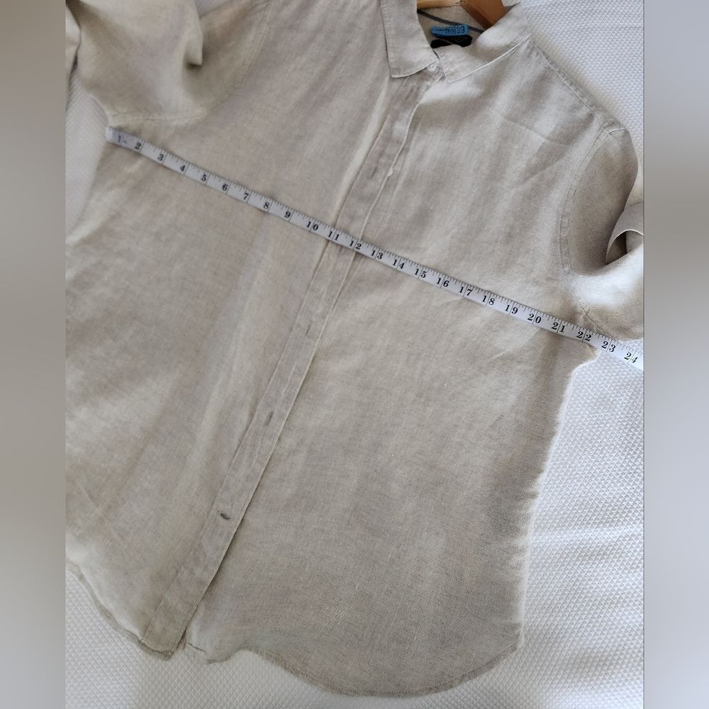 J. Crew Baird McNutt Light Tan Button Down Linen  Shirt - Picture 4 of 11
